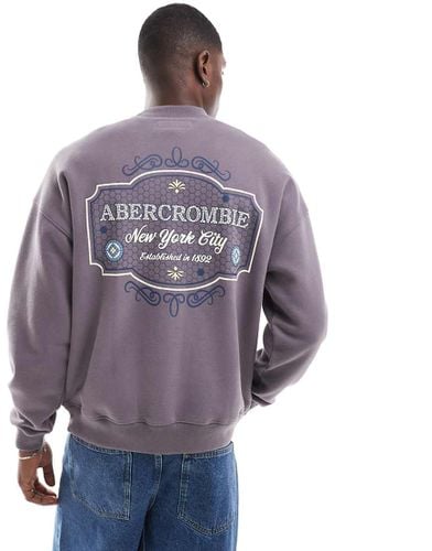 Felpa medio con logo ricamato e stampa sul davanti e sul retro - Abercrombie & Fitch - Modalova