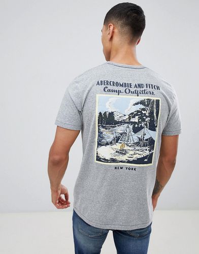 T-shirt mélange con logo e stampa di campeggio sul retro - Abercrombie & Fitch - Modalova