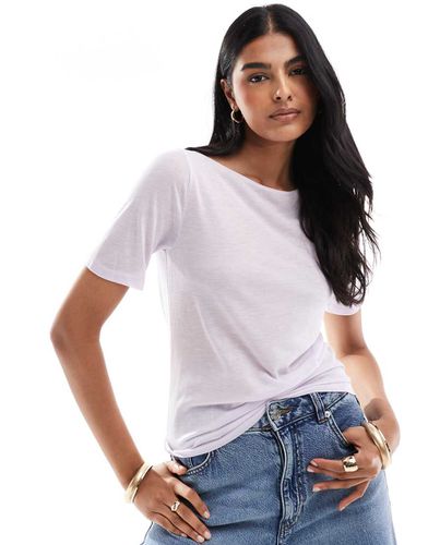 T-shirt in jersey trasparente lavanda con scollo a barchetta - Abercrombie & Fitch - Modalova