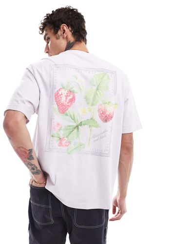 T-shirt oversize lilla con stampa di frutta e fiori sul retro - Abercrombie & Fitch - Modalova