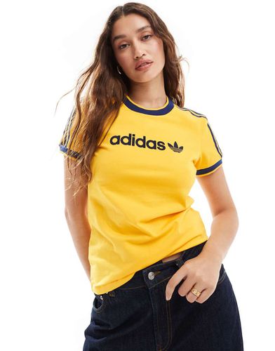 T-shirt arancione e blu navy con logo - adidas Originals - Modalova