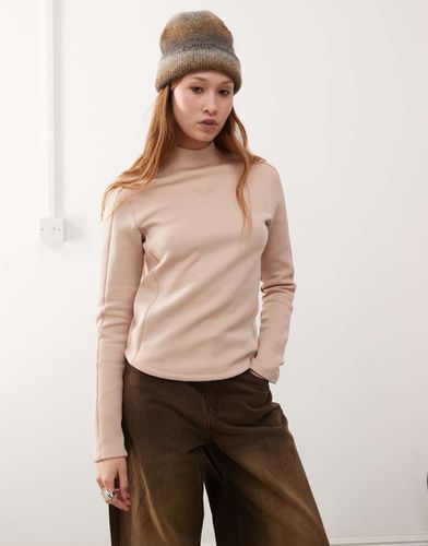 Top a maniche lunghe in tessuto interlock beige strutturato - adidas Originals - Modalova