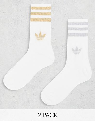 Confezione da 2 paia di calzini con trifoglio glitterato, colore oro e argento - adidas Originals - Modalova