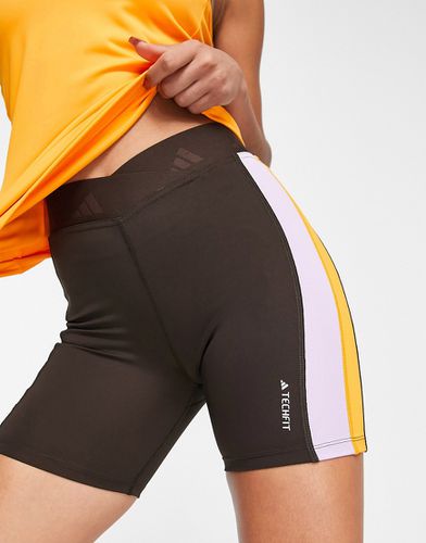 Adidas Training - Techfit - Pantaloncini leggings a vita alta colorblock marroni, arancioni e viola - adidas performance - Modalova