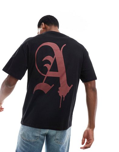T-shirt oversize nera con stampa "A" sul retro - ADPT - Modalova