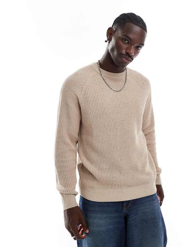 Maglione girocollo beige oversize lavorato a coste inglesi - ADPT - Modalova