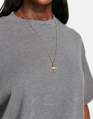 Collana dorata con pendente a croce - AllSaints - Modalova