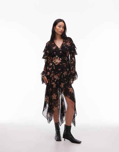 Fresca - Robe fleurie à volants - Noir - Allsaints - Modalova