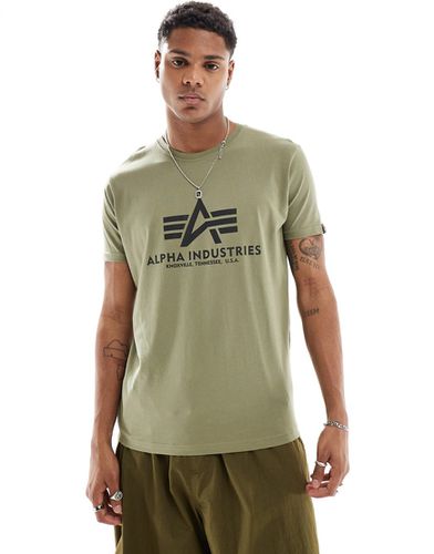 Alpha - T-shirt oliva con logo sul petto - Alpha Industries - Modalova