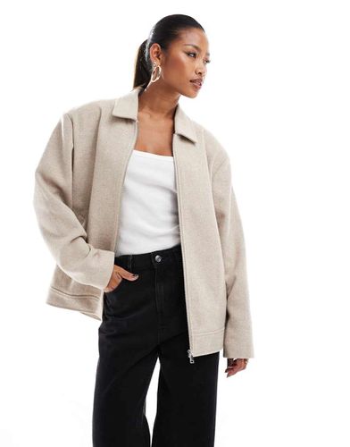 Giacca oversize chiaro effetto lana con zip - Aria Cove - Modalova