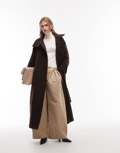 Trench-coat long en laine à ceinture et fentes latérales - Marron - Arket - Modalova