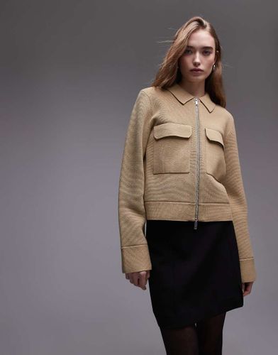 Veste fonctionnelle en maille compacte de coton - Beige foncé - Arket - Modalova