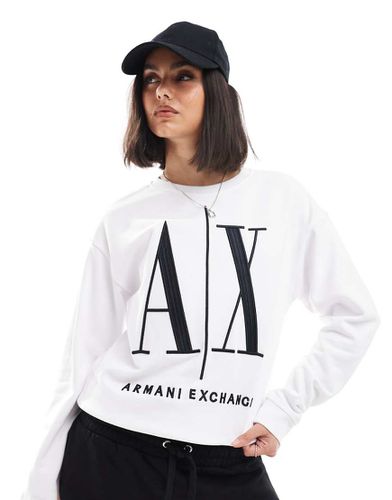 Felpa bianca con logo grande - Armani Exchange - Modalova