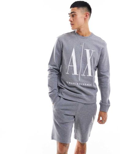 Felpa mélange con logo grande in coordinato - Armani Exchange - Modalova