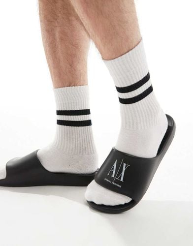 Sliders nere con logo bianco - Armani Exchange - Modalova