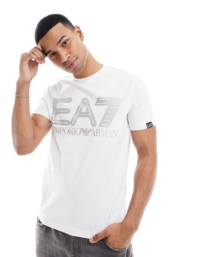 Armani - - T-shirt bianca con logo argento grande sul petto - EA7 - Modalova