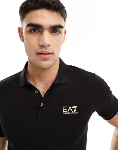 Armani - Polo in jersey nera con logo - EA7 - Modalova