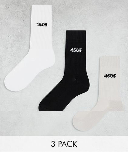 Icon - Confezione da 3 paia di calzini sportivi antibatterici neri, bianchi e grigi - ASOS - Modalova