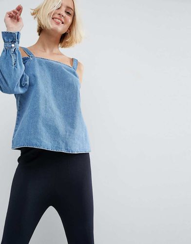 ASOS - Top in denim con spalle scoperte e maniche lunghe - ASOS DESIGN - Modalova