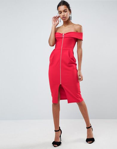 ASOS - Vestito midi stile Bardot con zip - ASOS DESIGN - Modalova