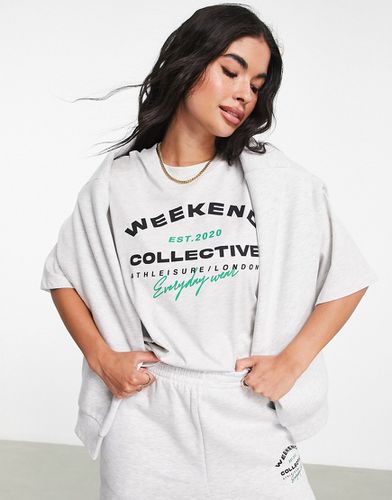 ASOS - Weekend Collective - T-shirt oversize ghiaccio mélange con logo athleisure - ASOS WEEKEND COLLECTIVE - Modalova