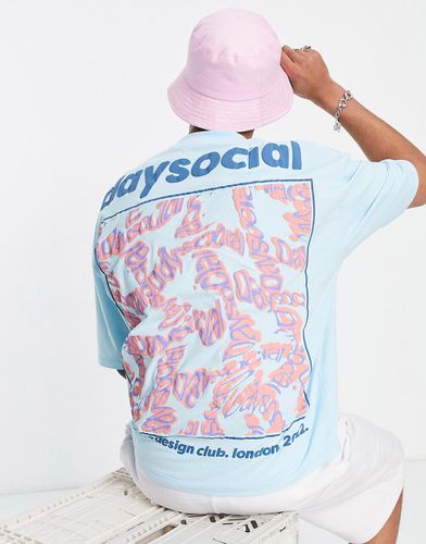 ASOS Daysocial - T-shirt oversize unisex azzurra con stampa grafica sul retro - ASOS DESIGN - Modalova