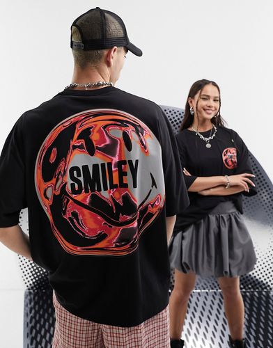 Collaborazione con Smiley - T-shirt oversize unisex nera con stampa "Smiley" - ASOS DESIGN - Modalova