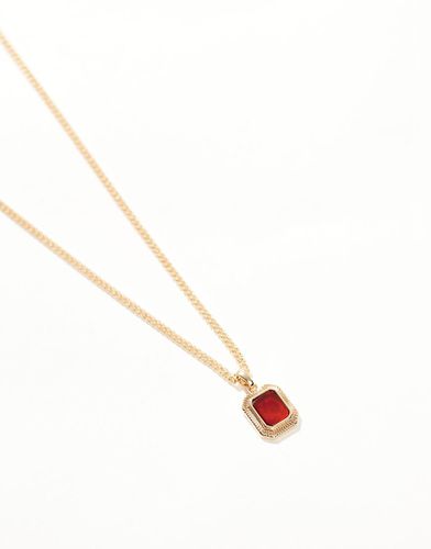 Collana dorata con pendente squadrato con pietra agata rossa semipreziosa - ASOS DESIGN - Modalova