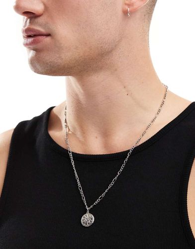 Collana in catenina argentata con pendente rotondo a forma di sole - ASOS DESIGN - Modalova