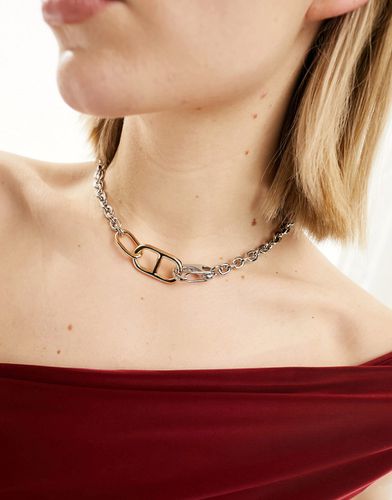 Collana in metalli misti con moschettone grande - ASOS DESIGN - Modalova