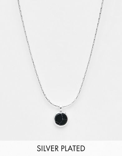 Collana placcata con ciondolo con pietra semipreziosa nera - ASOS DESIGN - Modalova