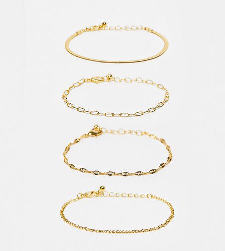 Confezione da 4 bracciali dorati placcati 14 k con catena miste - ASOS DESIGN - Modalova