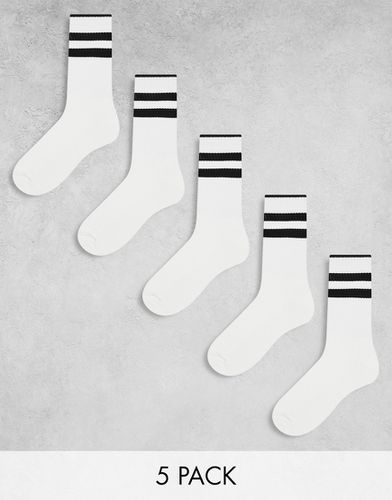 Confezione da 5 paia di calzini beige con tre righe - ASOS DESIGN - Modalova