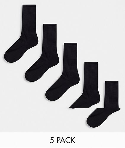 Confezione da 5 paia di calzini sportivi neri con base in spugna - ASOS DESIGN - Modalova