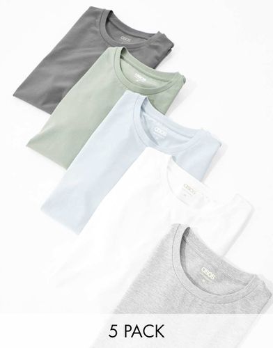 Confezione da 5 T-shirt attillate in colorazioni multiple - ASOS DESIGN - Modalova