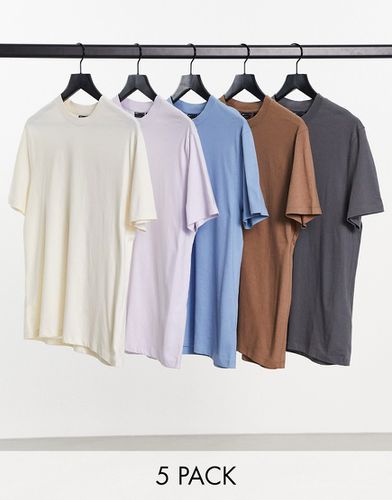 Confezione da 5 T-shirt girocollo in colorazioni multiple - ASOS DESIGN - Modalova