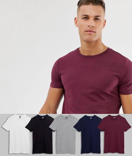 Confezione da 5 T-shirt girocollo - Risparmia - ASOS DESIGN - Modalova