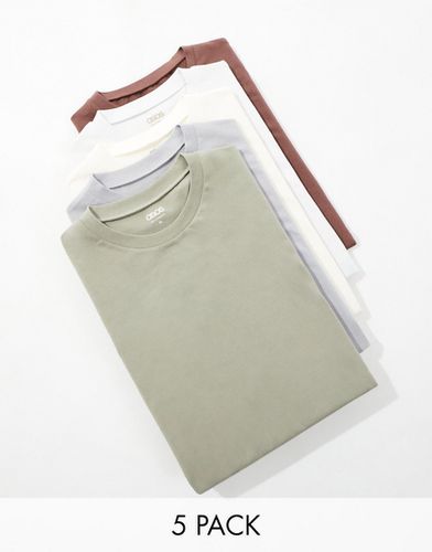 Confezione da 5 T-shirt in colorazioni multiple - ASOS DESIGN - Modalova