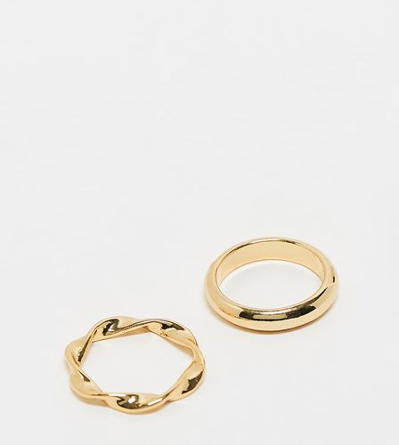 Confezione da 2 anelli placcati in 14 kt con design minimalista - ASOS DESIGN - Modalova