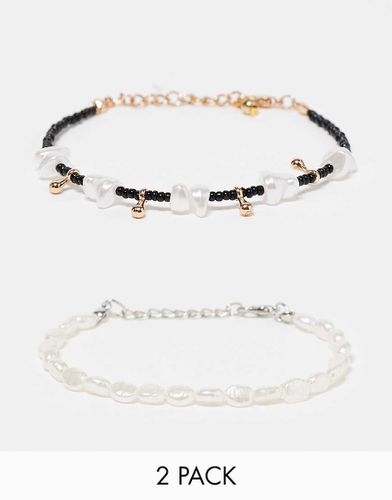 Confezione da 2 bracciali con perle sintetiche e perline miste - ASOS DESIGN - Modalova