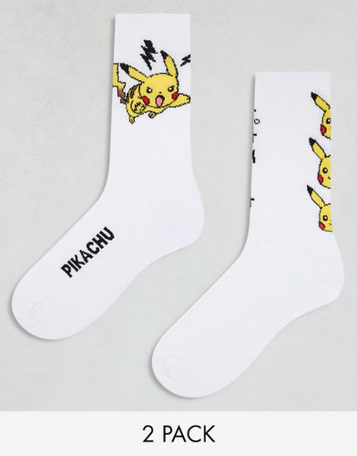 Confezione da 2 calzini sportivi bianchi con Pikachu - ASOS DESIGN - Modalova