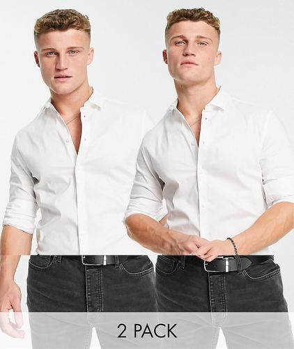 Confezione da 2 camicie stretch slim fit bianche - Risparmia - ASOS DESIGN - Modalova
