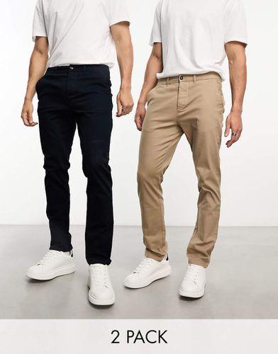 Confezione da 2 chino slim color blu navy e grigio pietra - Risparmia - ASOS DESIGN - Modalova