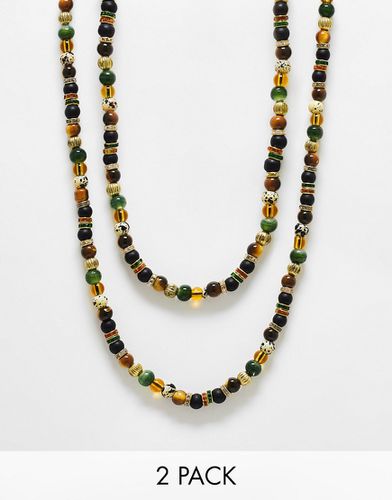 Confezione da 2 collane in perline con pietre e cristalli - ASOS DESIGN - Modalova