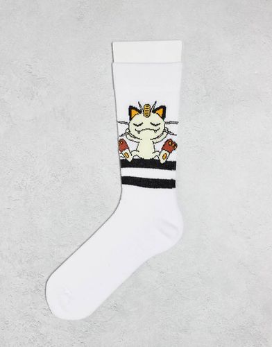 Confezione da 2 paia di calzini bianchi con stampa di Meowth dei Pokémon - ASOS DESIGN - Modalova