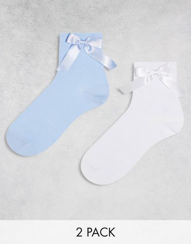 Confezione da 2 paia di calzini bianchi e blu con fiocchi - ASOS DESIGN - Modalova