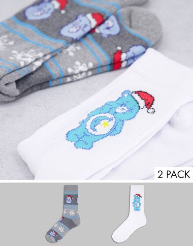 Confezione da 2 paia di calzini con orsetti del cuore e motivo natalizio - ASOS DESIGN - Modalova