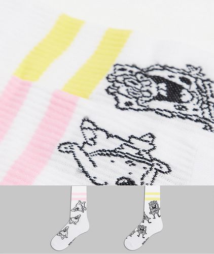 Confezione da 2 paia di calzini sportivi con Spongebob e Patrick - ASOS DESIGN - Modalova