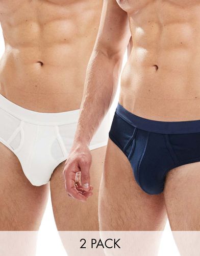 Confezione da 2 slip bianco e blu navy - ASOS DESIGN - Modalova