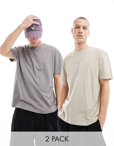 Confezione da 2 T-shirt comode tortora e grigia - ASOS DESIGN - Modalova